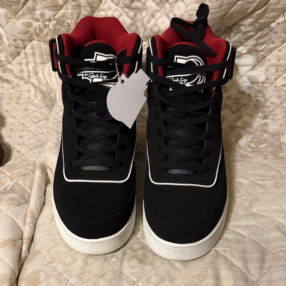 Men's Black and Red High-Top Sneakers